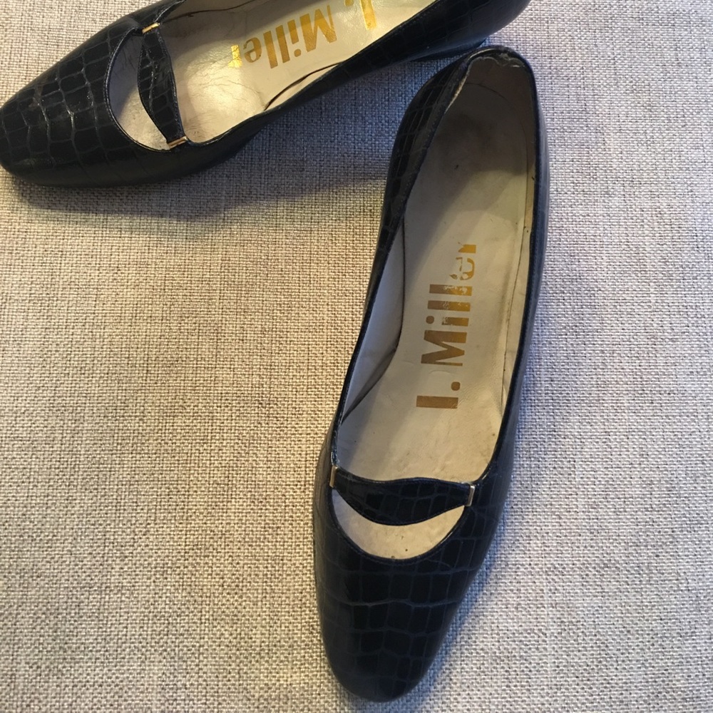 Vintage I Miller Black Embossed Loafers, 5